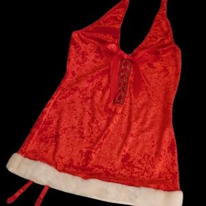 Mz Claus?🤶Crushed Velvet Christmas Red Halter